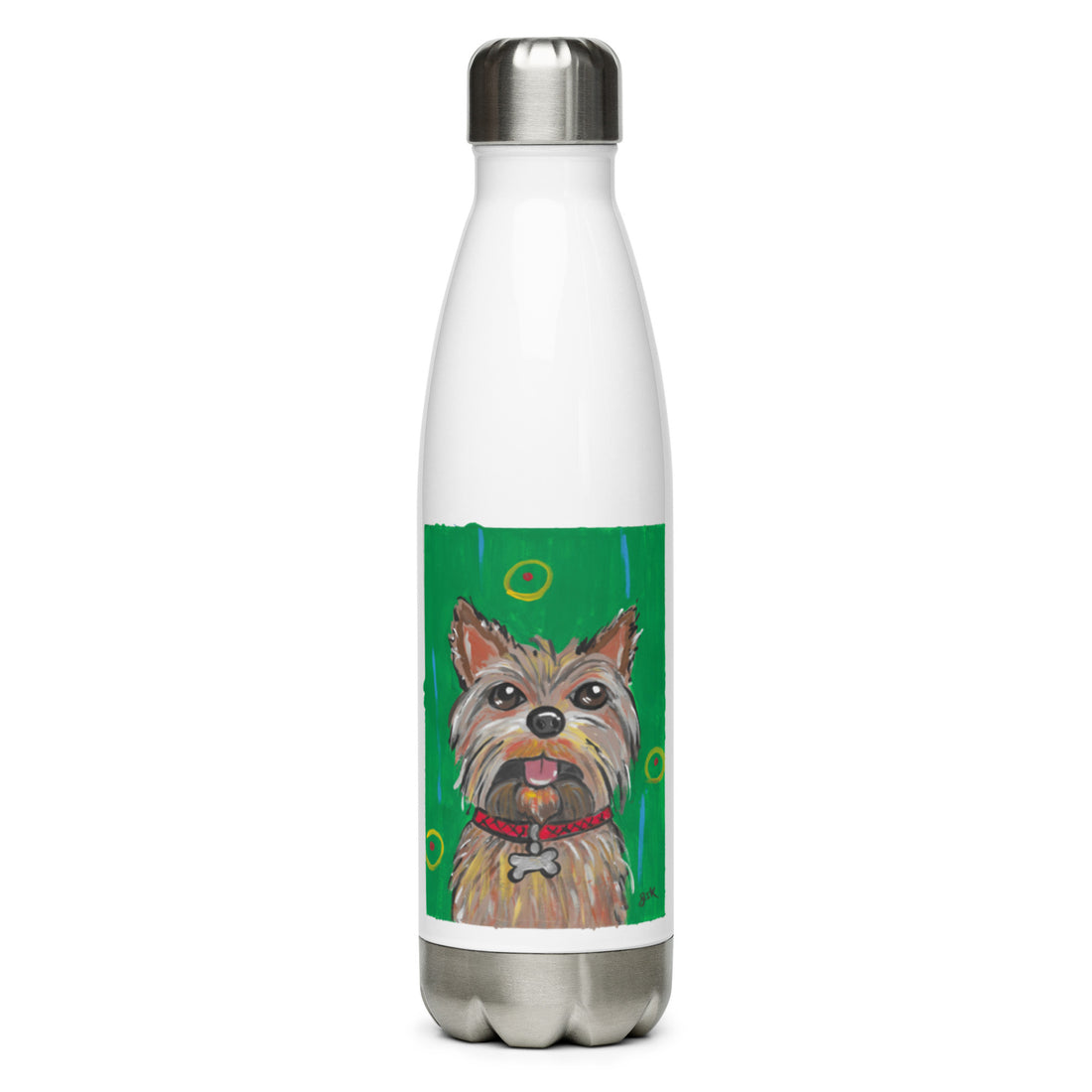 Yorkshire Terrier dog water bottle with cartoon artwork