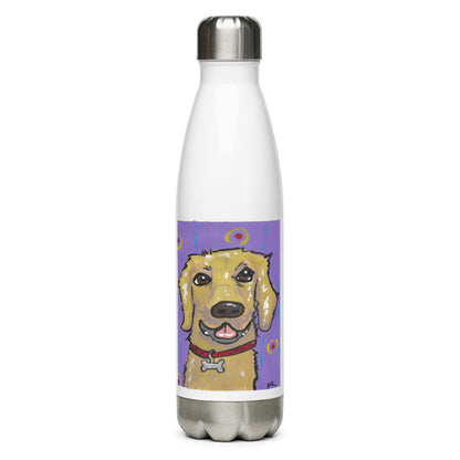 Labrador Retriever dog water bottle with cartoon artwork