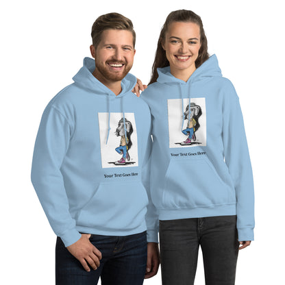 Custom dog hoodie with DogToon artwork and personalized text – cozy unisex gift for dog moms and dads