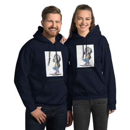 Custom dog hoodie with DogToon artwork and personalized text – cozy unisex gift for dog moms and dads