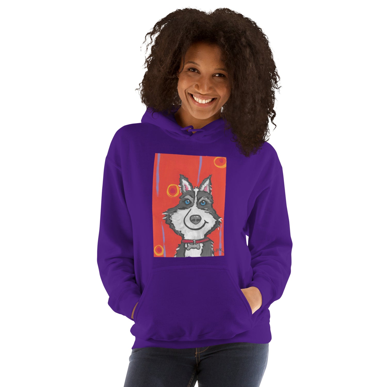 HUsky dog Hoodie with cartoon artwork