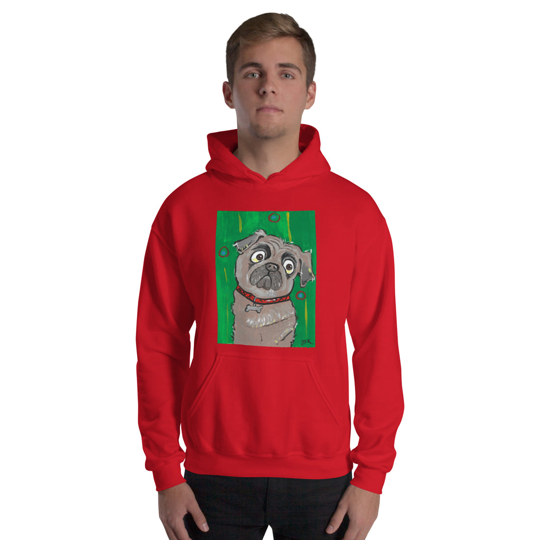 Pug dog Hoodie with cartoon artwork