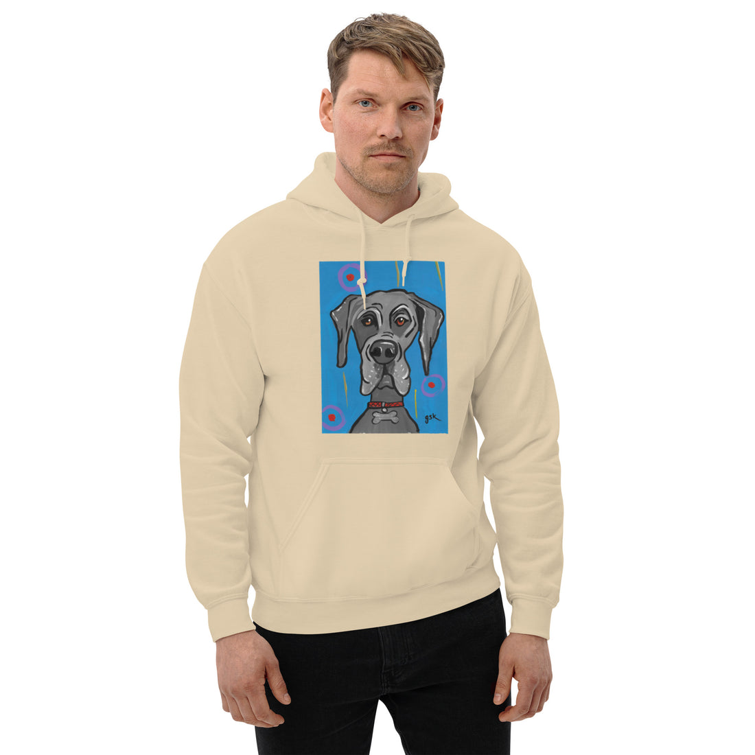 Great Dane dog Hoodie with cartoon artwork