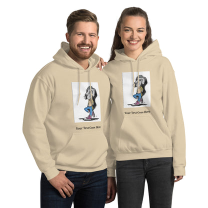Custom dog hoodie with DogToon artwork and personalized text – cozy unisex gift for dog moms and dads