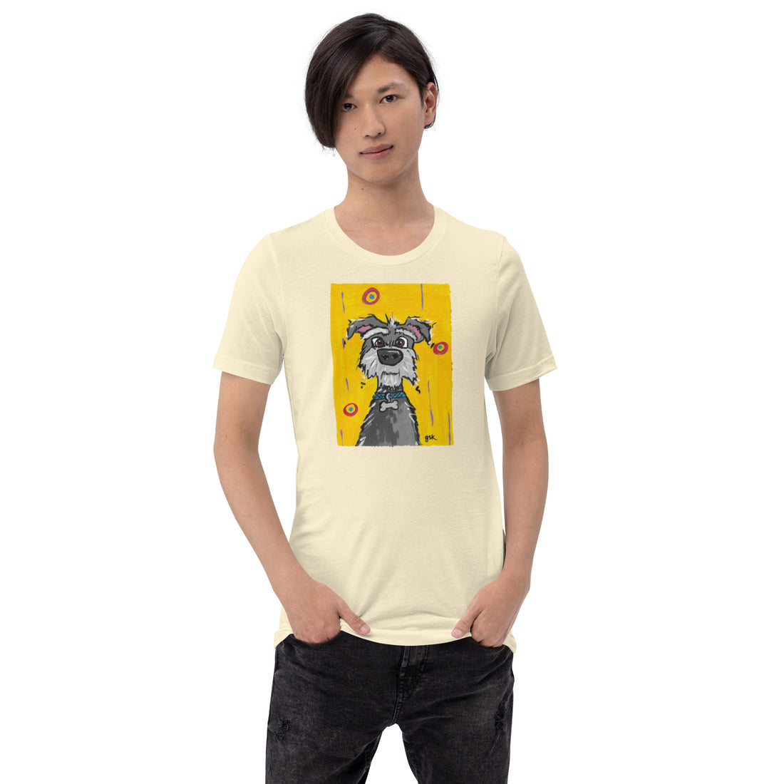 Schnauzer dog t-shirt with cartoon artwork